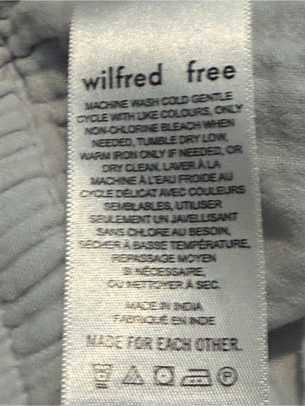 Wilfred Free Aritzia Organic Cotton Wide Leg Pants Women's L Blue Gray Pull On - Picture 4 of 10